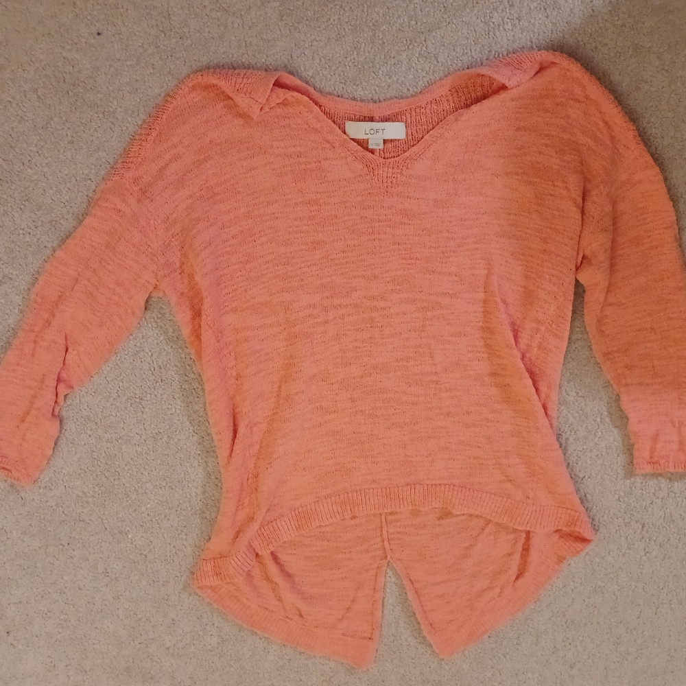 LOFT Coral V-Neck Sweater